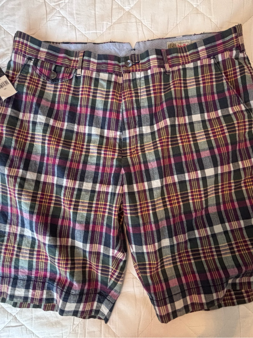 Ralph Lauren Plaid Midi Skirt in Burgundy, Navy and Cream